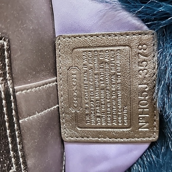 Coach Swarovski bezel silver satin & leather evening clutch - Picture 5 of 7